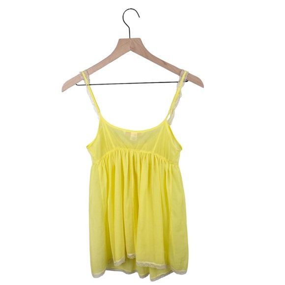 Vintage Y2K Victoria's Secret Babydoll Nightie Slip Chemise Top Yellow Small - Picture 2 of 13